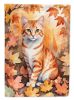 Cheetoh Cat in Fall Leaves Garden Flag Mailbox Flag Decorative Yard Flag Banner Outside Patio Artwork Yard Flower Beds, Garden Size, Multicolor