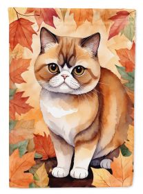 Exotic Shorthair Cat in Fall Leaves Garden Flag Mailbox Flag Decorative Yard Flag Banner Outside Patio Artwork Yard Flower Beds, Garden Size