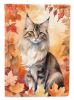Oriental Longhair Cat in Fall Leaves House Flag Large Porch Sleeve Pole Decorative Outside Yard Banner Artwork Wall Hanging, Polyester, House Size