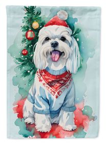Maltese Christmas Garden Flag Mailbox Flag Decorative Yard Flag Banner Outside Patio Artwork Yard Flower Beds, Garden Size, Multicolor