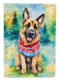 German Shepherd Christmas Garden Flag Mailbox Flag Decorative Yard Flag Banner Outside Patio Artwork Yard Flower Beds, Garden Size, Multicolor