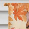 Korean Bobtail Cat in Fall Leaves House Flag Large Porch Sleeve Pole Decorative Outside Yard Banner Artwork Wall Hanging, Polyester, House Size