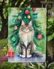 MaineCoon Cat By the Christmas Tree Garden Flag Mailbox Flag Decorative Yard Flag Banner Outside Patio Artwork Yard Flower Beds, Garden Size