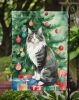 Norwegian Forest Cat By the Christmas Tree Garden Flag Mailbox Flag Decorative Yard Flag Banner Outside Patio Artwork Yard Flower Beds, Garden Size