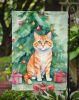 Cheetoh Cat By the Christmas Tree Garden Flag Mailbox Flag Decorative Yard Flag Banner Outside Patio Artwork Yard Flower Beds, Garden Size, Multicolor