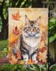 Kurilian Bobtail Cat in Fall Leaves Garden Flag Mailbox Flag Decorative Yard Flag Banner Outside Patio Artwork Yard Flower Beds, Garden Size