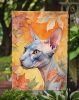 Donskoy Don Sphynx Cat in Fall Leaves Garden Flag Mailbox Flag Decorative Yard Flag Banner Outside Patio Artwork Yard Flower Beds, Garden Size