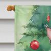Lykoi Cat By the Christmas Tree House Flag Large Porch Sleeve Pole Decorative Outside Yard Banner Artwork Wall Hanging, Polyester, House Size