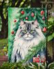 British Longhair Cat By the Christmas Tree Garden Flag Mailbox Flag Decorative Yard Flag Banner Outside Patio Artwork Yard Flower Beds, Garden Size
