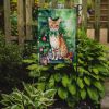 Ocicat Cat By the Christmas Tree Garden Flag Mailbox Flag Decorative Yard Flag Banner Outside Patio Artwork Yard Flower Beds, Garden Size, Multicolor