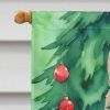 Oregon Rex Cat By the Christmas Tree House Flag Large Porch Sleeve Pole Decorative Outside Yard Banner Artwork Wall Hanging, Polyester, House Size