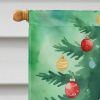 European Shorthair Cat By the Christmas Tree House Flag Large Porch Sleeve Pole Decorative Outside Yard Banner Artwork Wall Hanging, Polyester