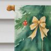 Turkish Van Cat By the Christmas Tree House Flag Large Porch Sleeve Pole Decorative Outside Yard Banner Artwork Wall Hanging, Polyester, House Size