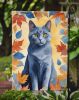 Chartreux Cat in Fall Leaves Garden Flag Mailbox Flag Decorative Yard Flag Banner Outside Patio Artwork Yard Flower Beds, Garden Size, Multicolor