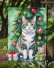 Korean Bobtail Cat By the Christmas Tree Garden Flag Mailbox Flag Decorative Yard Flag Banner Outside Patio Artwork Yard Flower Beds, Garden Size
