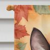 Snowshoe Cat in Fall Leaves House Flag Large Porch Sleeve Pole Decorative Outside Yard Banner Artwork Wall Hanging, Polyester, House Size, Multicolor