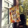 Savannah Cat in Fall Leaves House Flag Large Porch Sleeve Pole Decorative Outside Yard Banner Artwork Wall Hanging, Polyester, House Size, Multicolor