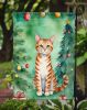 Safari Cat By the Christmas Tree Garden Flag Mailbox Flag Decorative Yard Flag Banner Outside Patio Artwork Yard Flower Beds, Garden Size, Multicolor
