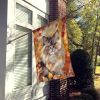 Persian Cat in Fall Leaves House Flag Large Porch Sleeve Pole Decorative Outside Yard Banner Artwork Wall Hanging, Polyester, House Size, Multicolor