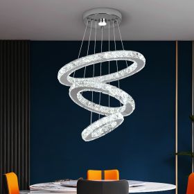 Modern Pendant Lighting Rings Led Crystal Chandelier Hanging Lustre Lamparas Ceiling Lamp Fixtures Luminaire for Living Room (Body Color: 3rings, Wattage: Cool White)