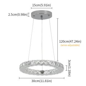 Luxury Crystal Modern Pendant Light DIY Rings Led Dimmable Chandelier Hanging Lustre Ceiling Lamp Home Living Room Decor Fixture (Body Color: 1 ring, Wattage: 3 Colors Changeable)