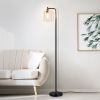 Depuley Nordic Vertical Metal LED Floor Lamp Glass Shade Brass Pole Arc Tall Lighting for Living Bedroom Office E26 Gold/Black