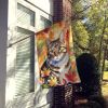 California Spangled Cat in Fall Leaves House Flag Large Porch Sleeve Pole Decorative Outside Yard Banner Artwork Wall Hanging, Polyester, House Size
